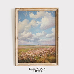 Wildflower Field Landscape Painting Spring Decor Vintage Spring Wall Art Farmhouse Decor Easter Decor Floral Print Spring Print Digital 462