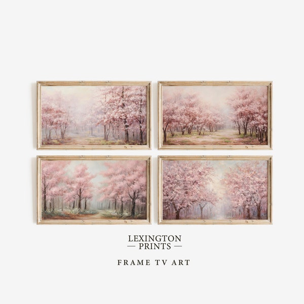 Cherry Blossom Forest TV Art Set of 4, Spring Samsung Frame TV Art, Spring TV Art Frame, Spring Decor Vintage Farmhouse Tv Art Easter Tv 529