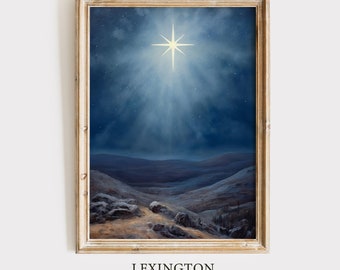 Christmas Star Christian Wall Art Christian Cross Art Christmas Wall Art Christmas Oil Painting Print Christian Jesus Art Nativity Star 396