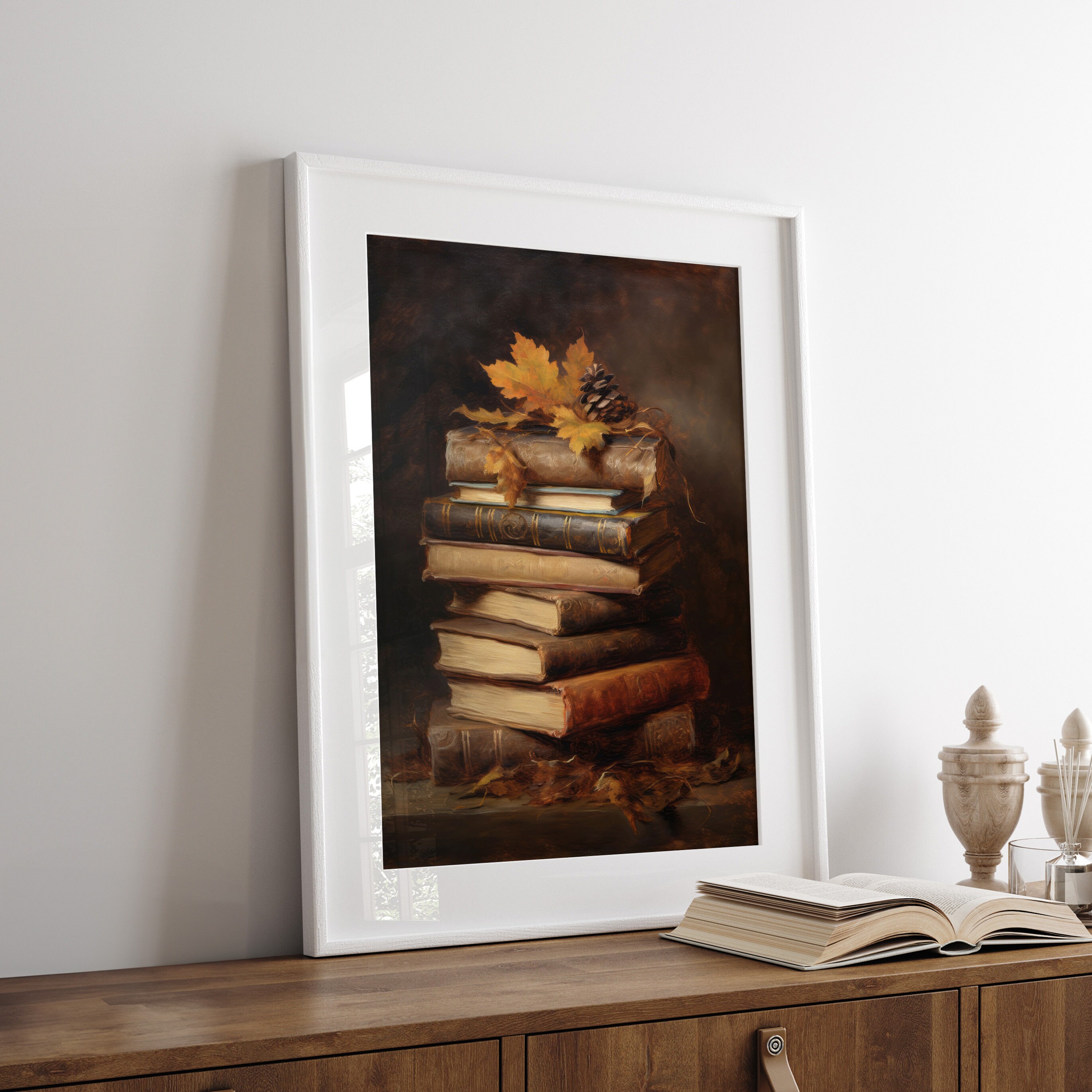 Rustic Fall Decor Wall Art Book Art Still Life Printable Vintage Autumn ...