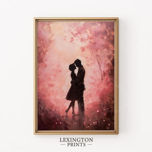 Arte romántico de pareja para el día de San Valentín, impresión, regalo para el día de San Valentín, arte de pared para San Valentín, decoración para el día de San Valentín, impresión de boda, regalo de pareja para ella 543
