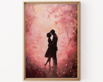 Romantic Couple Art Valentines Day Print Valentines Day Gift Valentines Wall Art Valentines Day Decor Wedding Print Couple Gift For Her 543
