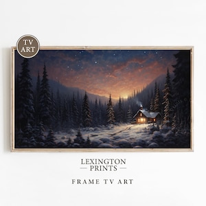 Cabin Christmas Frame TV Art Christmas Landscape Painting Christmas Wall Art Winter Cottagecore Christmas Decor Winter Frame TV Forest 279