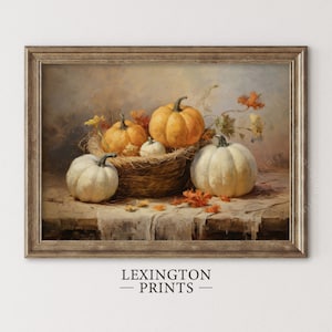 Rustic Fall Wall Decor Printable Pumpkin Still Life Painting Fall Art Vintage Autumn Wall Print Halloween Autumn Decor Thanksgiving Print 68