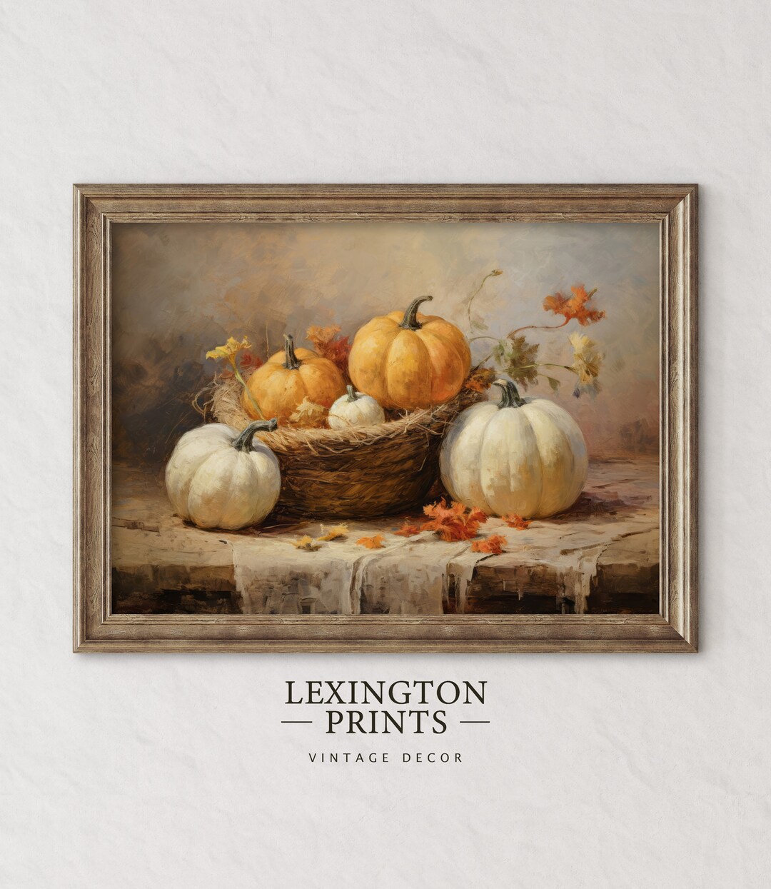 Rustic Fall Wall Decor Printable Pumpkin Still Life Painting - Etsy