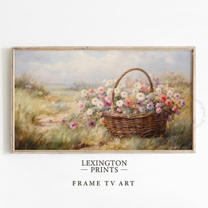 Vintage Spring Frame TV art bundle set of 16 for Samsung Frame TV of Spring wildflowers, cottages, bunnies, and more. This Spring wall art decor can also be used as Easter decor. The shop name Lexington Prints is listed below.