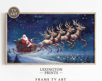 Santa Sleigh Christmas Frame TV Art Christmas Santa Christmas Wall Art Winter Art Vintage Christmas Decor Santa Print Santa TV Samsung 456