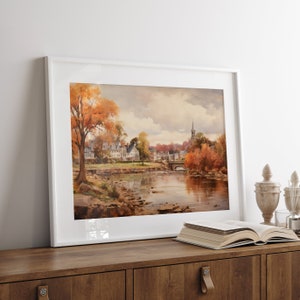 Vintage city town painting oil painting art print displayed in an antique frame against a white background. The painting features intricate brushwork and colors. The shop name Lexington Prints is written out beneath the wall art frame.