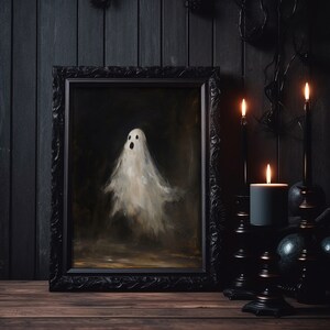 Vintage ghost painting oil painting art print displayed in an antique frame against a white background. The painting features intricate brushwork and colors. The shop name Lexington Prints is written out beneath the wall art frame.