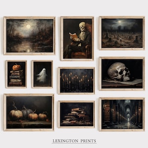 Gothic Halloween Gallery Wall SET of 10 Vintage Halloween Decor Dark Academia Halloween Wall Art Printable Oil Painting Moody Art Bundle 250