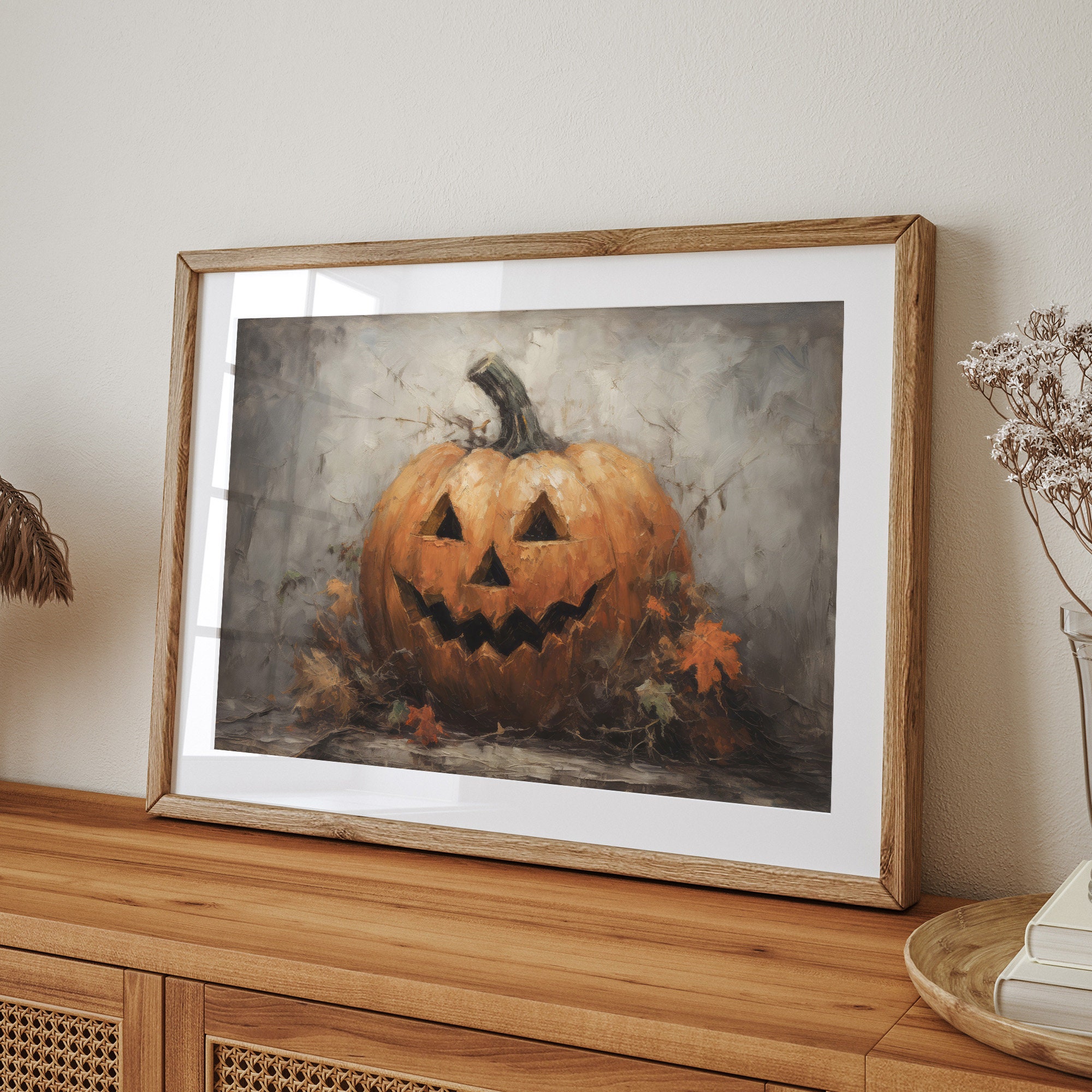 Jack O Lantern Art Halloween Wall Art Printable Pumpkin Decor Painting ...