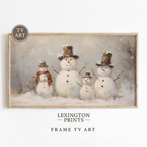 Cadre de Noël, art mural, bonhomme de neige, art mural de Noël, hiver Cottagecore, décoration de Noël vintage, art d'hiver, bonhomme de neige, peinture à l'huile 273
