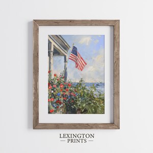 Coastal American Flag Print, Summer PRINTABLE Wall Art, 4th of July ...