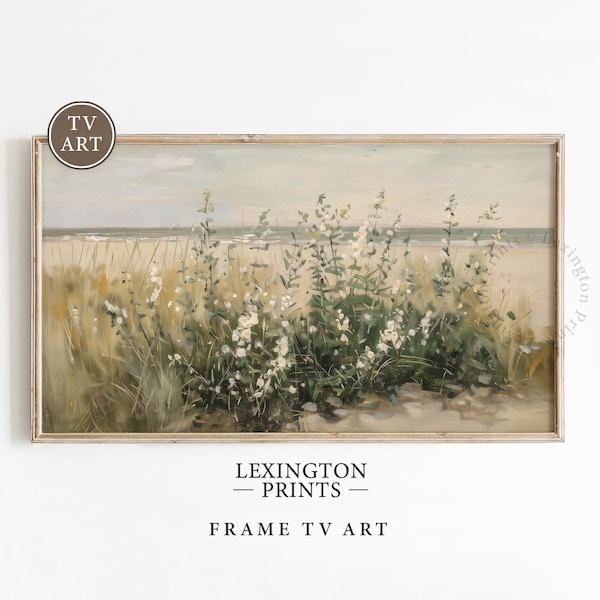 Moody Coastal Wildflower TV Art Summer TV Art, Samsung Frame TV Art, Spring Tv Art Wildflower Art, Vintage Beach Tv Art Floral Art Muted 701