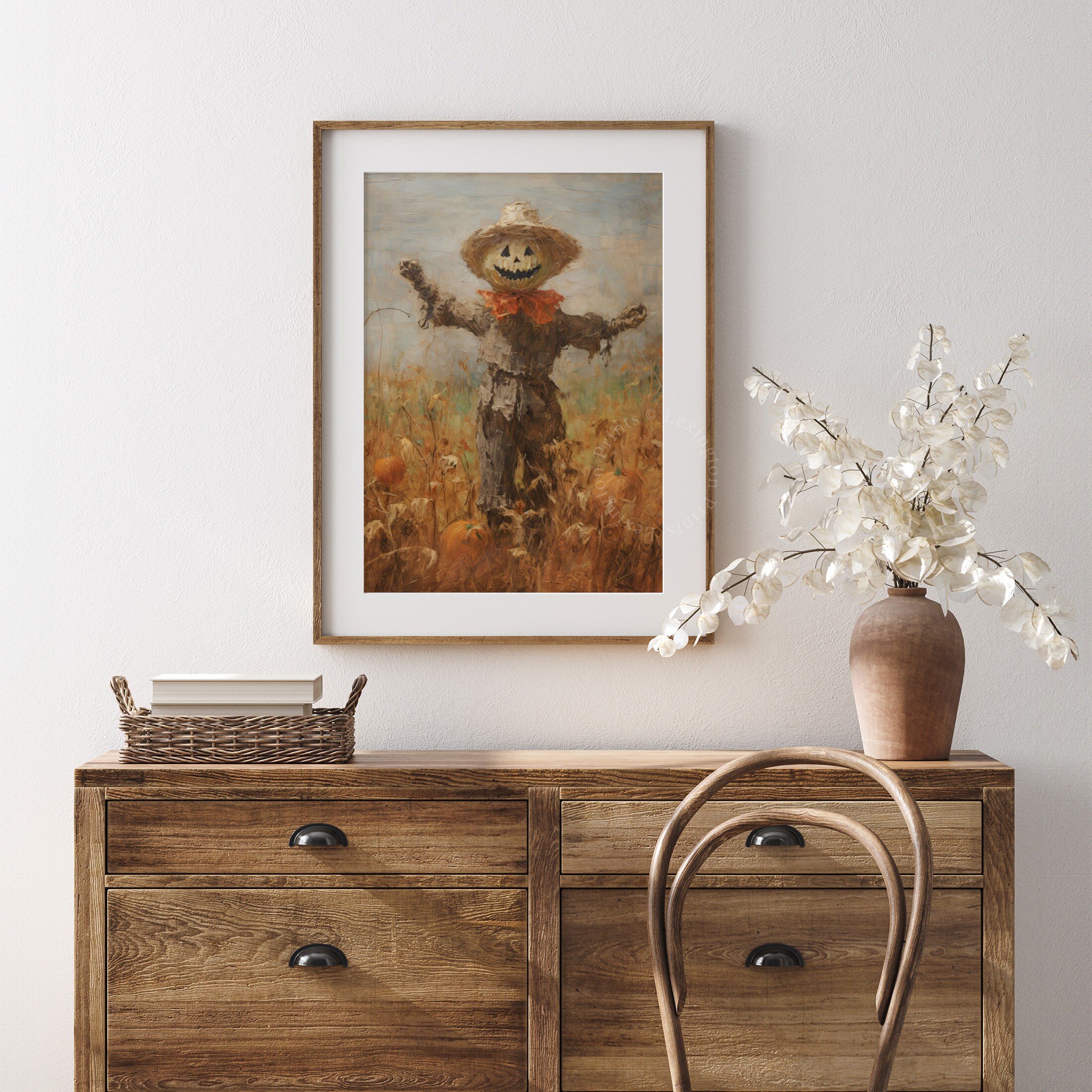 Fall Rustic Halloween Wall Art Jack O Lantern Art Scarecrow Printable ...