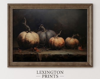 Pumpkin Decor Art Halloween Wall Print Printable Pumpkin Still Life Painting Halloween Decor Rustic Fall Art Vintage Wall Print Halloween 87
