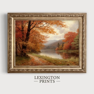Vintage Fall Landscape Painting Fall Wall Art Fall Oil Painting Fall ...