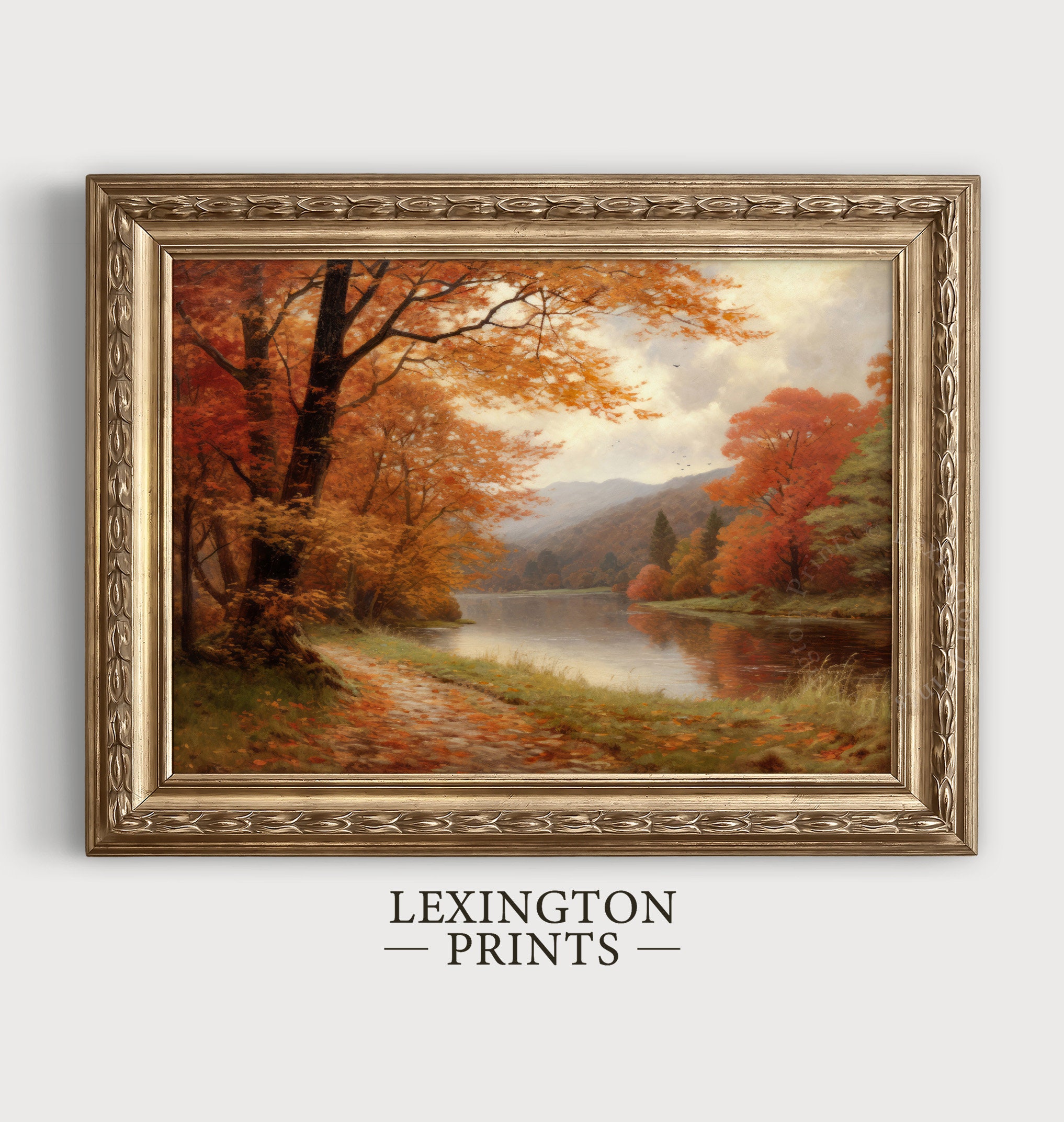 Vintage Fall Landscape Painting Fall Wall Art Fall Oil Painting