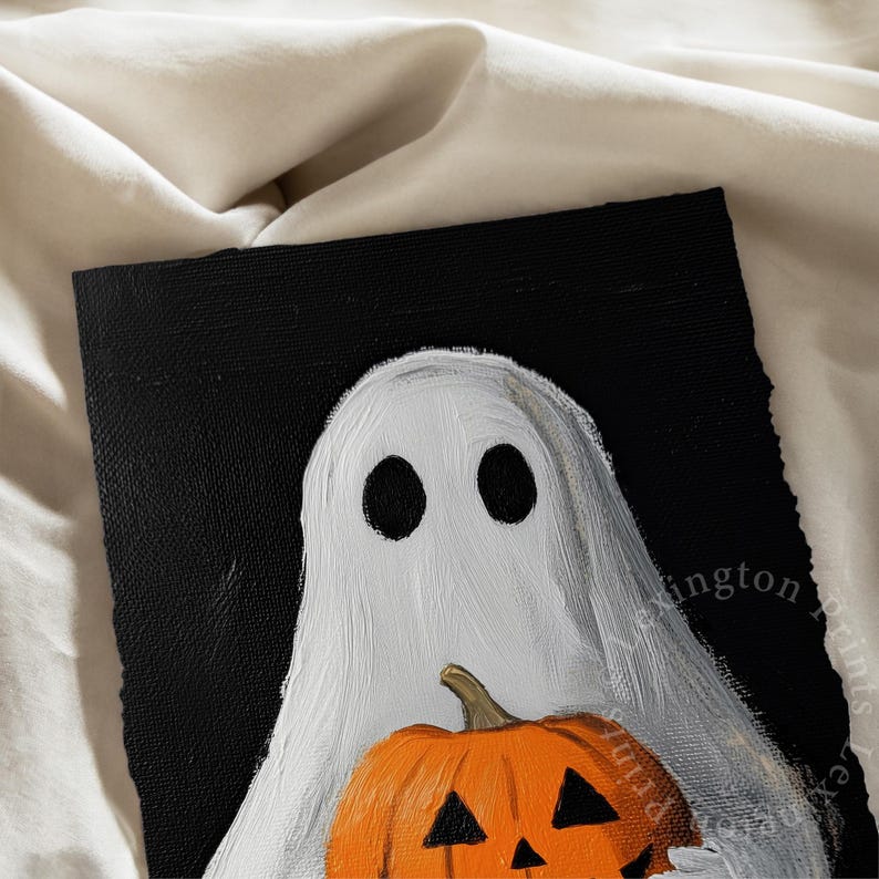 Ghost & Jack O Lantern Halloween Printable Wall Art, Ghost Print ...