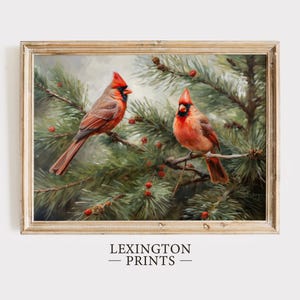 Vintage Christmas Wall Art Winter Cardinal Bird Christmas Oil Painting Winter Printable Art Christmas Decor Nature Wall Art Winter Print 371