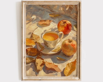 Fall Apple Cider Print, Fall PRINTABLE Wall Art, Fall Print Autumn Wall Decor, Vintage Fall Kitchen Decor, October Home Decor Drink Art 1244