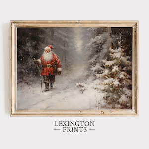 Santa Christmas Santa Christmas Wall Art Santa Vintage Christmas Decor Winter Art Printable Winter Forest Wall Art Oil Painting Digital 290