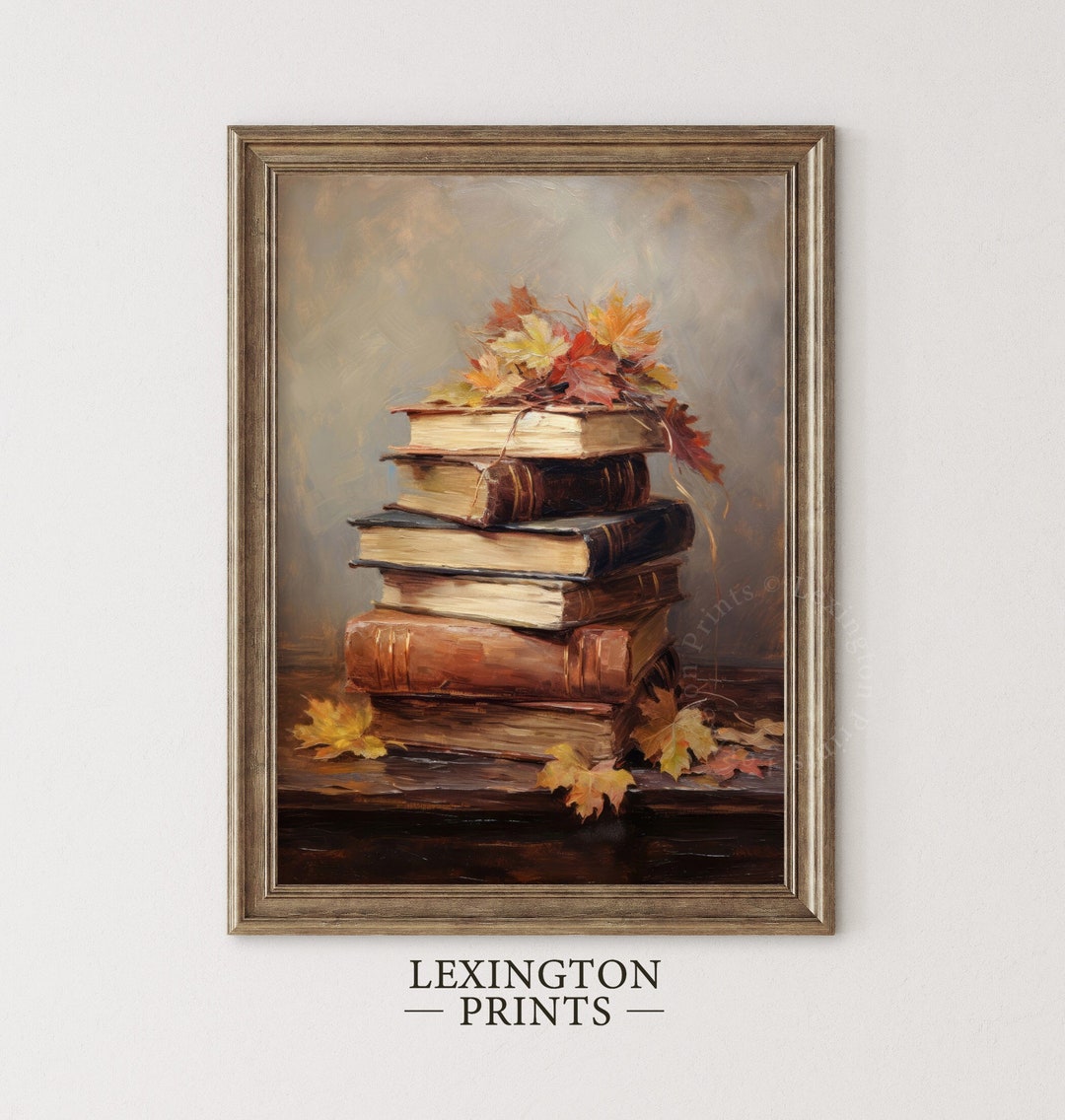 Rustic Fall Decor Wall Art Book Art Still Life Printable Vintage Autumn ...