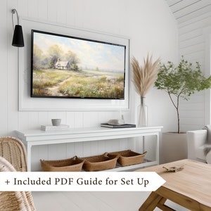 Vintage Spring Frame TV art bundle set of 16 for Samsung Frame TV of Spring wildflowers, cottages, bunnies, and more. This Spring wall art decor can also be used as Easter decor. The shop name Lexington Prints is listed below.