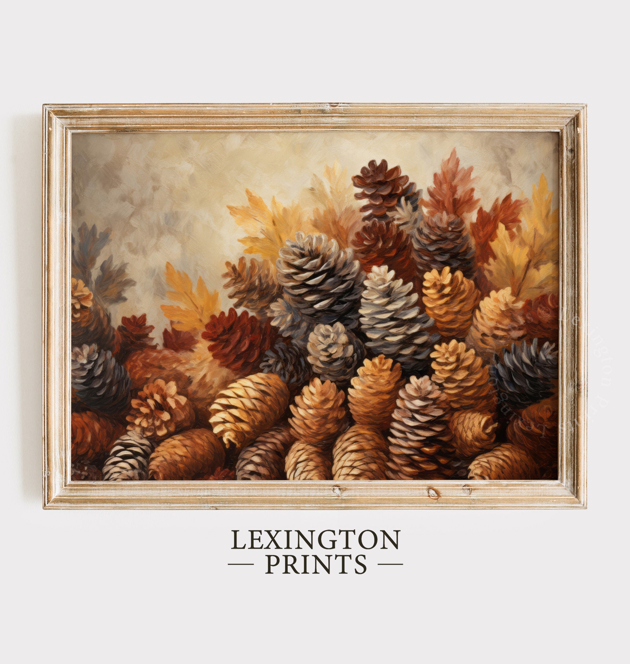 Rustic Fall Wall Decor Printable Pinecone Decor Painting Fall Pinecone Art Vintage Autumn Wall Art Autumn Decor Thanksgiving Botanical 189