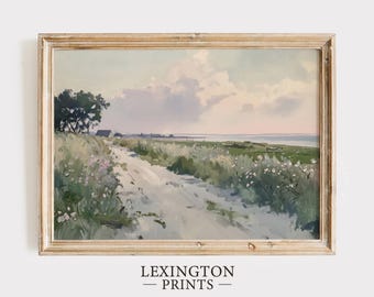 Moody Coastal Landscape Print, Summer PRINTABLE Wall Art, Coastal Wall Art Beach Print, Dark Boho Art Rustic Home Decor Pastel Clouds 1166