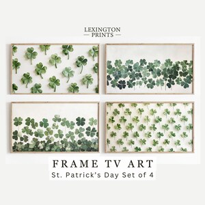 St Patricks Day Frame TV Art Set of 4, Vintage St Patricks TV Art, Spring TV Art Saint Patricks Party Art  Green Shamrock Tv Art File 1034