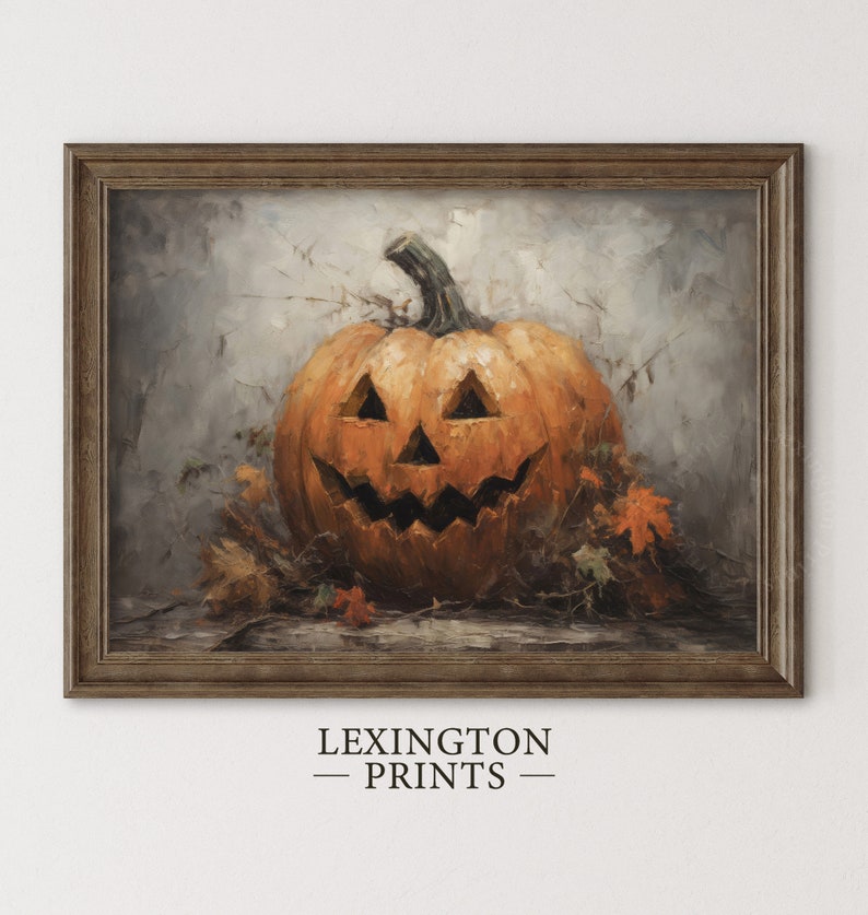Jack O Lantern Art Halloween Wall Art Printable Pumpkin Decor Painting ...