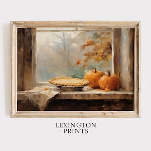 Fall Wall Art Pumpkin Pie Autumn Decor Farmhouse Fall Oil Painting Pumpkin Fall Print Fall Decor Vintage Fall Kitchen Wall Art Digital 340