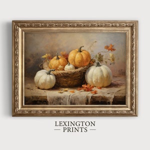 Rustic Fall Wall Decor Printable Pumpkin Still Life Painting Fall Art ...