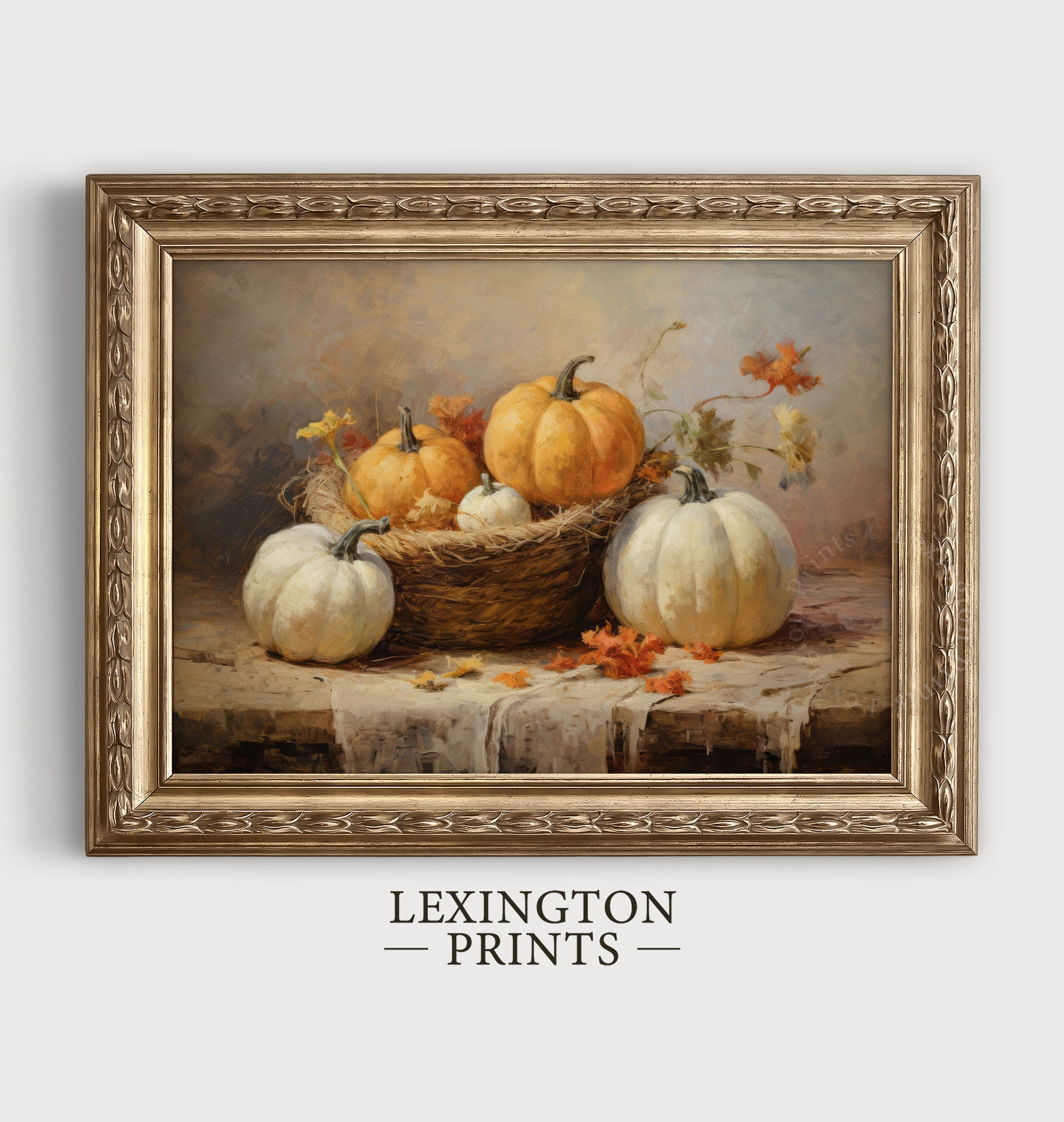 Rustic Fall Wall Decor Printable Pumpkin Still Life Painting Fall Art ...