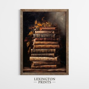 Vintage book art painting oil painting art print displayed in an antique frame against a white background. The painting features intricate brushwork and colors. The shop name Lexington Prints is written out beneath the wall art frame.
