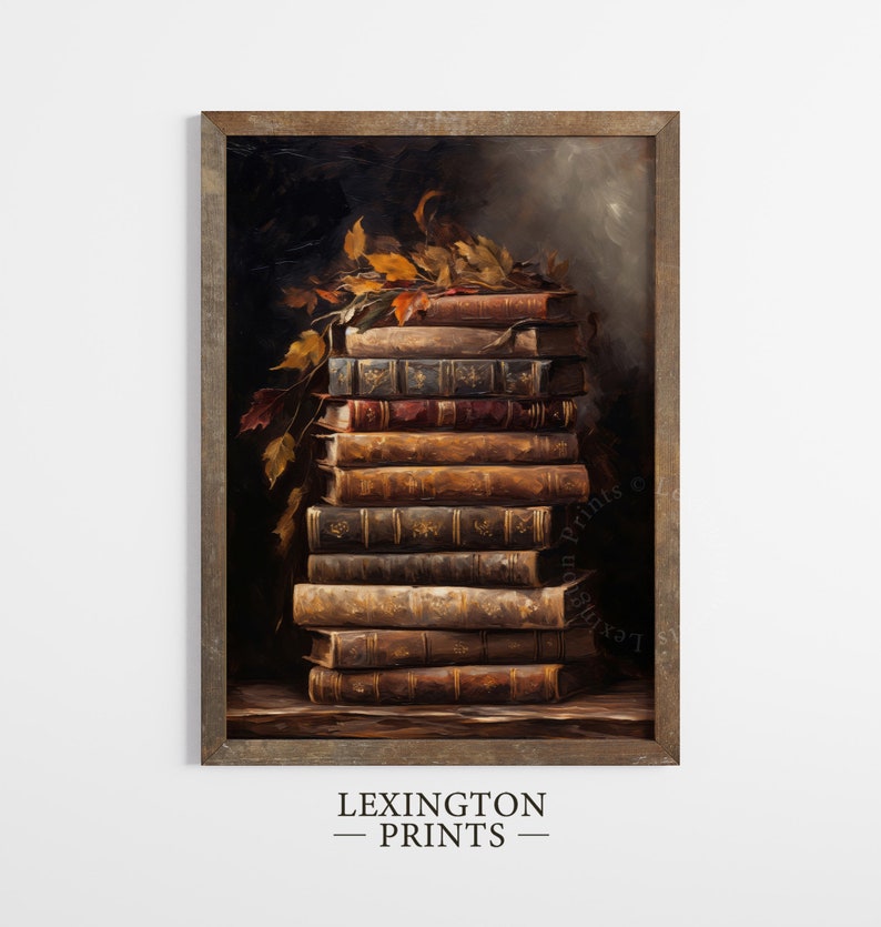 Vintage book art painting oil painting art print displayed in an antique frame against a white background. The painting features intricate brushwork and colors. The shop name Lexington Prints is written out beneath the wall art frame.