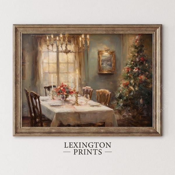 Vintage Christmas Wall Art Christmas Tree Printable Farmhouse Christmas Oil Painting Living Room Wall Art Kitchen Christmas Decor Winter 230