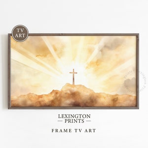 Christian Cross TV Art Jesus TV Art, Easter Frame TV Art, Religious Tv Art Christian Decor, Easter Tv Art Christian Tv Art Watercolor 642