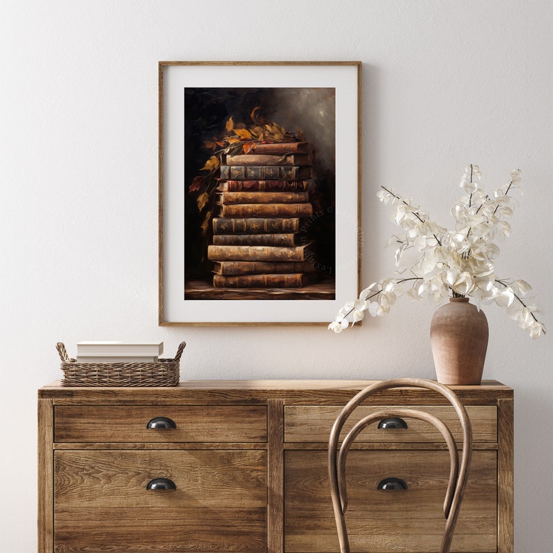 Vintage book art painting oil painting art print displayed in an antique frame against a white background. The painting features intricate brushwork and colors. The shop name Lexington Prints is written out beneath the wall art frame.