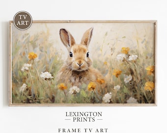 Spring Bunny Rabbit Samsung Frame TV Art, Easter Bunny TV Art Frame, Spring Decor Vintage Farmhouse TV Art, Spring Tv Art Nursery Tv Art 526