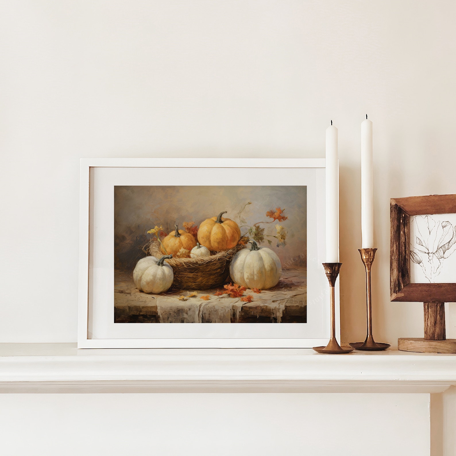 Rustic Fall Wall Decor Printable Pumpkin Still Life Painting Fall Art ...