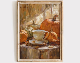Fall Apple Cider Print, Fall PRINTABLE Wall Art, Fall Print Autumn Wall Decor, Vintage Fall Kitchen Decor, Pumpkin Wall Art Drink Art 1245