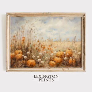 Fall Printable Wildflower Field Landscape Painting, Fall Pumpkin Decor Vintage Fall Print Rustic Home Decor Autumn Wall Art Floral Art 733
