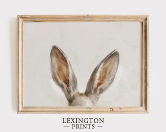 Neutral Easter Bunny Print, Easter PRINTABLE Wall Art, Neutral Spring Rabbit Painting, Farmhouse Nursery Decor Art Easter Digital File 1062