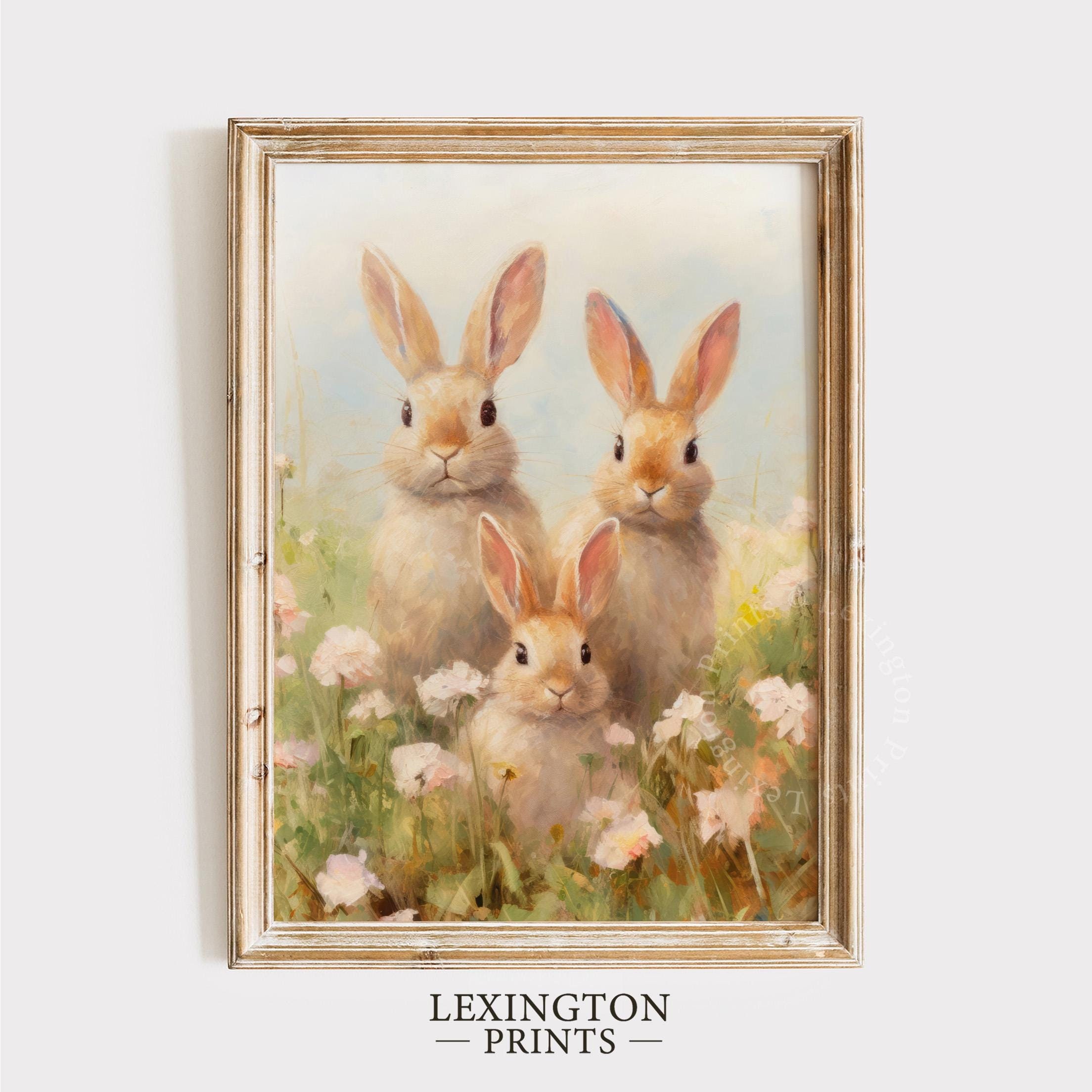 Spring Bunny Rabbit Family Spring Decor Vintage Spring Printable ...