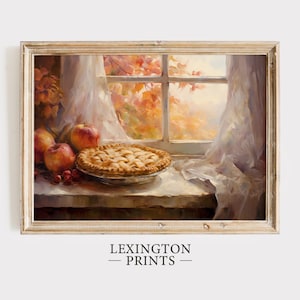Fall Kitchen Wall Art Thanksgiving Apple Pie Fall Decor Digital Fall Oil Painting Fall Print Autumn Decor Vintage Fall Wall Art Moody 341
