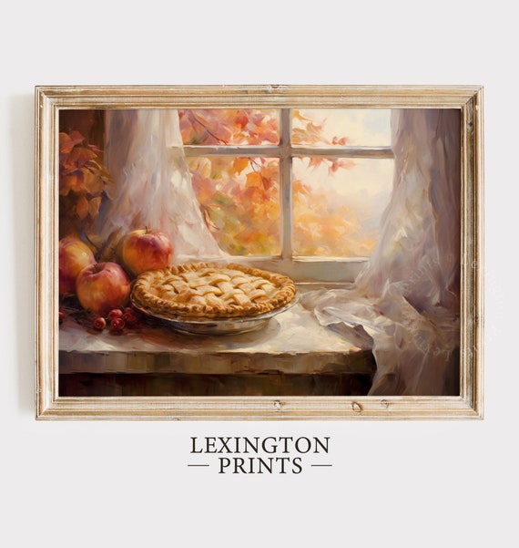 Fall Kitchen Wall Art Thanksgiving Apple Pie Fall Decor Digital Fall Oil Painting Fall Print Autumn Decor Vintage Fall Wall Art Moody 341