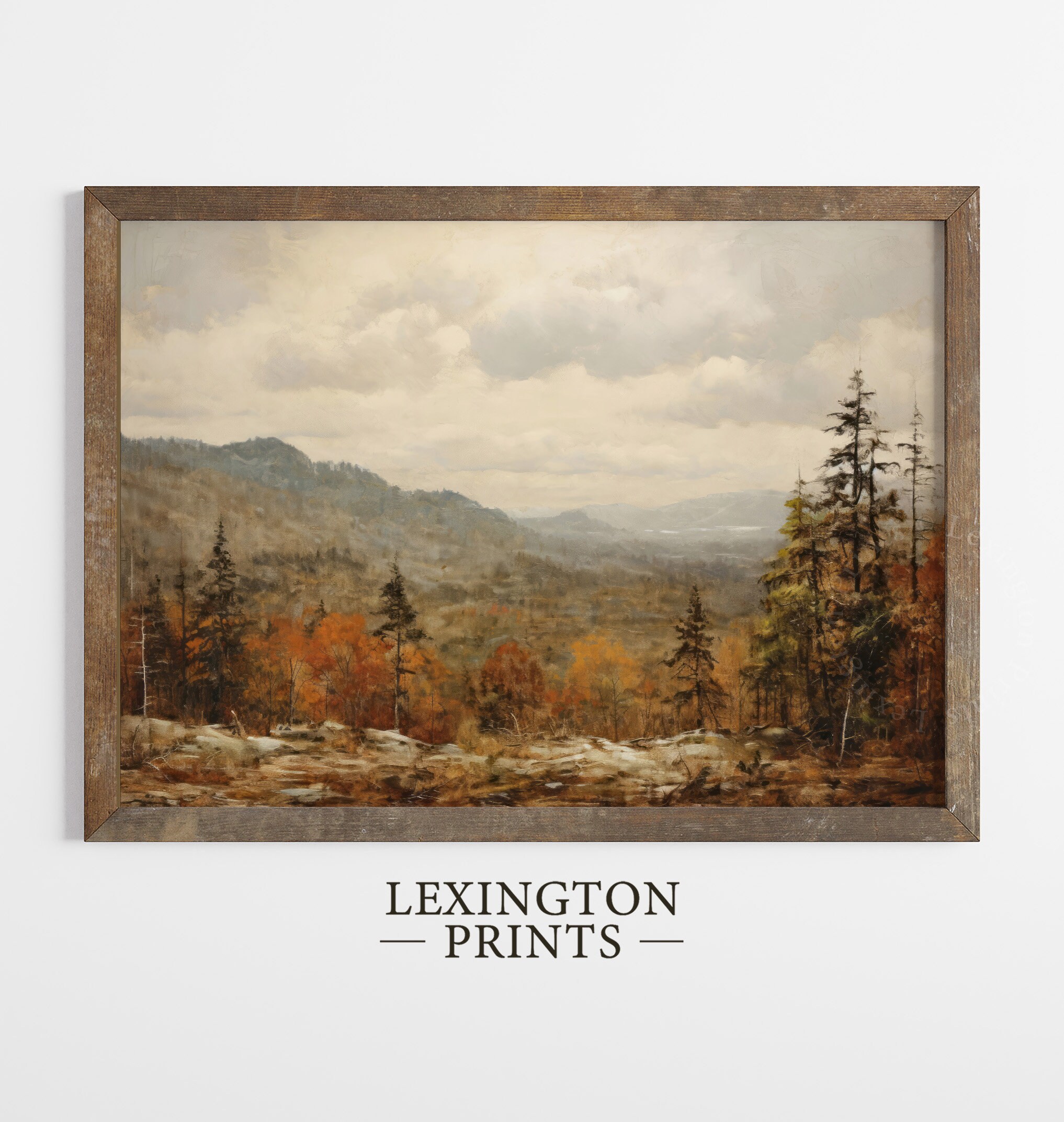 Vintage Autumn Landscape Painting Fall Landscape Wall Art Autumn Decor ...