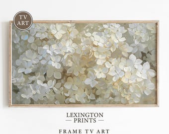 White Hydrangea Frame TV Art, Samsung Frame TV Art, Flower TV Art Neutral Screensaver Art, White Floral Tv Art Decor Digital Download 1238